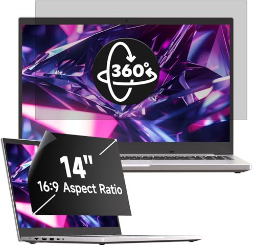 Mamol 360° Sichtschutz für 14 Zoll Laptop 16:9, Abnehmbarer Sichtschutzfolie, Anti Blaulicht Blendschutz Blickschutzfolie Displayschutz für Lenovo Hp Dell Acer Asus Thinkpad Envy Xps