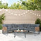 casa.pro Gartenmöbel Set Karg Balkonmöbel Lounge Set 4-teilig Sitzgruppe 3 Sofaelemente mit Couchtisch Outdoor Ecksofa Rattan-Armlehne Kissen wetterfest Dunkelgrau/Rattanoptik