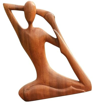 4 x 11 x 16 cm Holz Yoga Statuen Figuren Pose Figure Yoga Skulptur Fraue Skulptur Deko Meditierende Gartenstatue, Kreative, Geeignet Für Wohnzimmer, Schlafzimmer, Yogaraum, Schreibtischdekoration