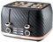Wave Black & Rose Gold 4 Slice Toaster - Features: 2 Variable Browning Control - 2 Sets Of Illuminating Reheat/Defrost/Cancel Buttons - 2 Removable Crumb Tray - 2 Operating Levers