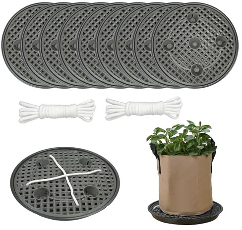 10 Pack 16 inch Self Watering Base for Fabric Grow Bag, Self-watering Plastic Elevated Plant Saucer Stand,Automatic Watering Tray for Non-woven Planter Flower Pot Growth Tent Greenhouse Indoor Outdoor