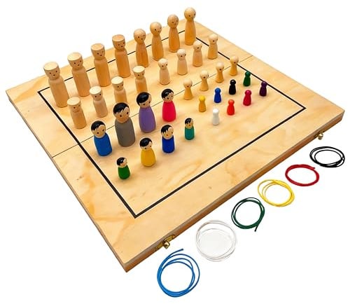 Hunmor Systembrett Aufstellung Set, Familienbrett Beziehungsbrett aus Holz | für Coaching Familienaufstellung Systemisches Coaching Supervision Moderation, 44 Teile