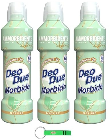 DEO DUE Weichspüler Premium Collection Nature - Konzentrierter Weichspüler Ammorbidente Concentrato, ideal für alle Kleidungsstücke, 50 Wäschen 3 x 1Lt + Beni Culinari Kostenloser Schlüsselanhänger
