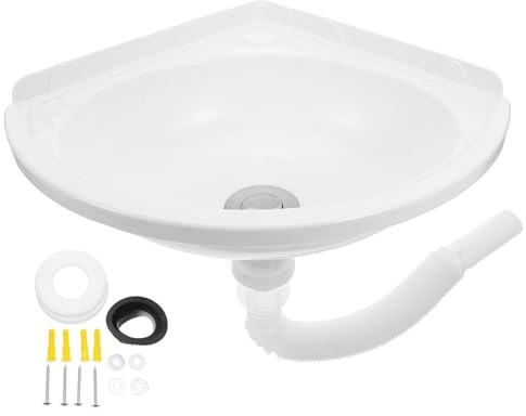 NUOBESTY Lavandino per bagno: piccolo lavabo triangolare sospeso per bagno - mobiletto angolare da parete per piccoli spazi, mini bagni e aree di servizio