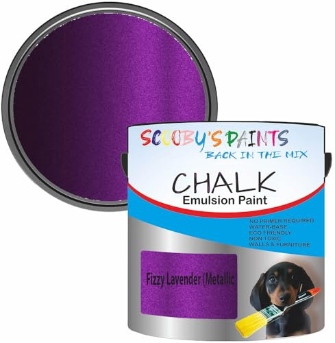 Scooby's Paints Chalk Emulsion Paint, Water-Based, No Primer Required, 250ml, For Walls and Furniture (Fizzy Lavender Metallic Purple)