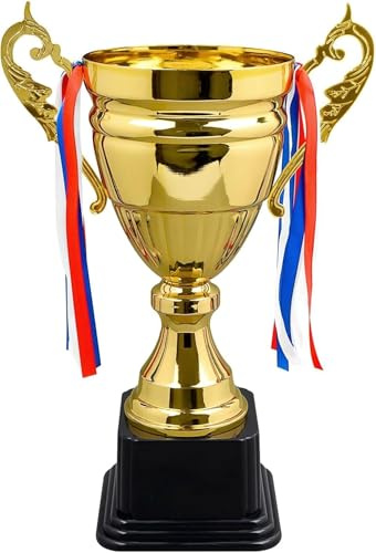 Malloom Großer Goldpokal für Sportturniere, 37 cm Metall-Trophäe als Partygeschenk, Siegerpokal für den 1. Platz, Fußball- oder Liga-Meisterschaft (Gold, 15 Zoll)