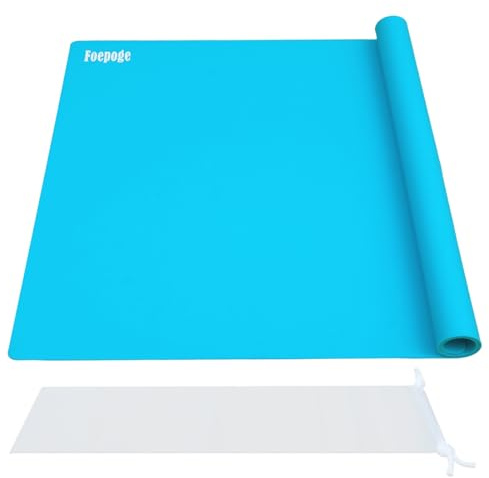 Foepoge Groß Malunterlage für Kinder: 71 x 51cm Silikonmatte für Epoxidharz | Bastelunterlage Groß Bastelmatte für Basteln Handwerk - Abwaschbar Knetunterlage Kinder - Silikon Unterlage für Küche / Blau