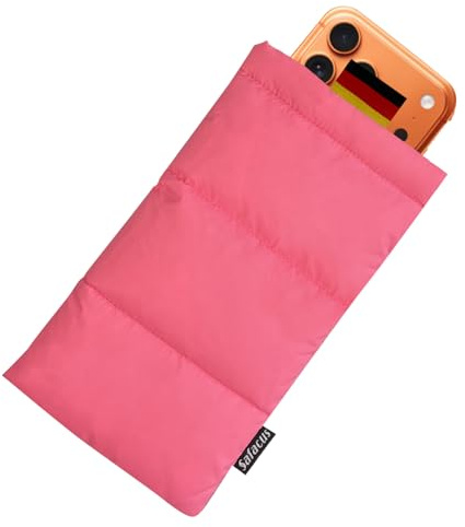Thermo Handyhülle Tasche Universal Daunen Pouch Handysocke Weihnachten Geschenke für Smartphones Handy Winter Handyhülle für iPhone, Samsung Galaxy (Rosa)