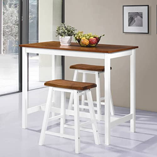 Generic Tisch- und Hocker-Set, Bar, 3-teilig, Einfache Montage, MDF-Tischplatte und Holzbeine, Massivholzhocker, für Zuhause, Bar, Restaurant, Schleifen, Malen, Lackieren, Leicht zu
