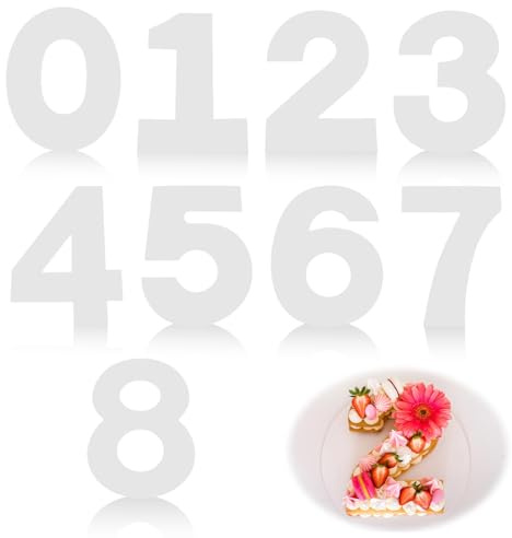 Lot de 9 Moules à Number Cake Grand Format 10/12 Inch, Moules Chiffres de 0 à 8 pour Gâteau, Patron Réutilisable pour Pâtisserie Professionnelle, Gabarit Number Cake pour Anniversaire
