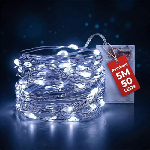Rainberg LED Fairy Lights, 5M 50LEDs Battery Powered, Waterproof Copper Wire, DIY Bendable for Indoor and Outdoor, Wedding, Party, Christmas and Home Decoration (Purple)