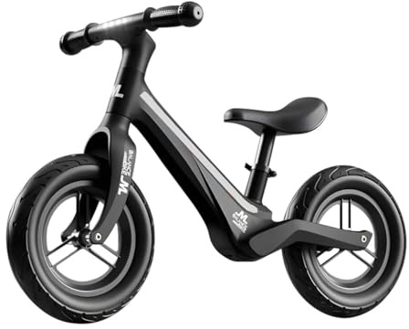 HOUOOFVA Laufrad ab 2 Jahre, Kleinkind-Laufrad mit Licht für 2 3 4 5 6 Jahre alte Kinder, Trainingsspielzeug Fahrrad für Outdoor-Aktivitäten, Schwarz