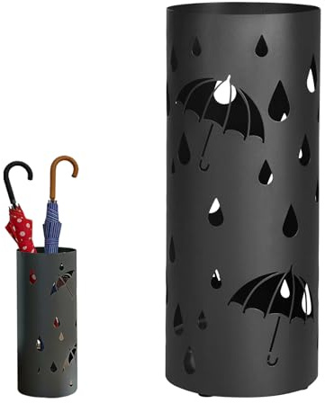 ARCPNRT Porte-parapluie, diamètre : 15 x 40 cm, 1 porte-parapluie, en métal, rond, organisateur de parapluie, pour parapluies, bâtons de marche, papier d'emballage (noir)