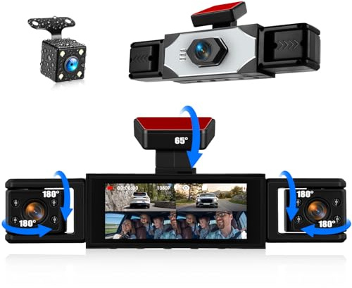 GOHHDL Dashcam für Autos, 4-Kanal-Dashcam vorne, hinten, Links und rechts, 1080P HD, 360° Rundumschutz, Videoaufzeichnung zur Fahrzeugsicherheit, Nachtsicht, Loop-Aufzeichnung
