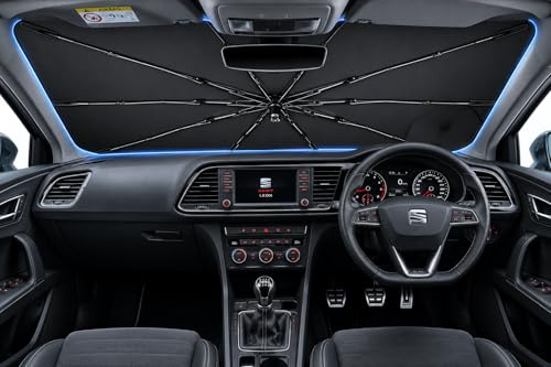 SHAOHAO Compatible con Seat Leon Cupra 5F 2013-2019 Sombrilla para Coche Parasol para Coche Parasol Fácil Almacenamiento Cuerda Cuerda Protección UV Protección Solar Accesorios