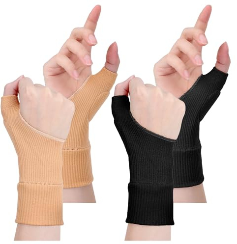 Heclia 4 x Handgelenk Bandage Handgelenkstütze Elastische Daumen Handschuh Handgelenkschiene Kompressionshülse Daumenbandage Fingerloser Daumen Stützen Handgelenkbandage Karpaltunnel Handgelenkschoner