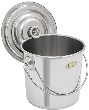 Stainless Steel Bucket with Lid and Handle 6L – Heavy Duty 1mm Thick Rustproof Metal Pail, Large Capacity Container for Kitchen Storage, Gardening Watering, Picnic & Ice Bucket