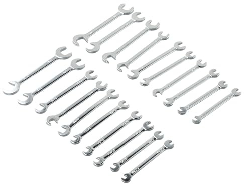 RichVibe 20pcs for Mini Combination Wrench Set Metric SAE Sizes Alloy Steel Small Spanner Kit for Narrow Spaces Automotive Industry with Pouch