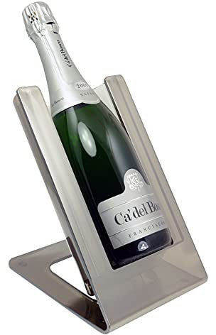 Dvm Stand Refrigerante - Contatto - Gelette Termica Vino - per Bottiglie Standard da 75 cl (Contatto Metal Silver, Elemento Bianco)