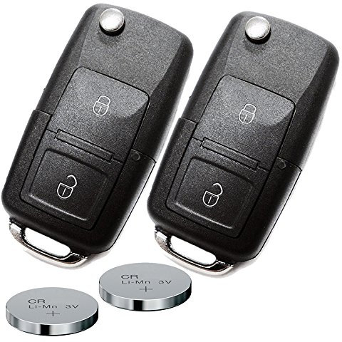 Télécommande de clé de voiture sans fil 2 boutons + 2 clés HAA + 2 piles CR2032 pour VW SEAT Skoda