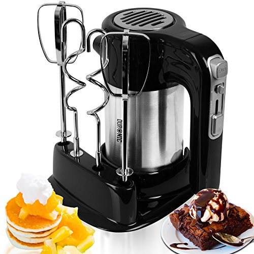 Duronic (Renewed) HM3 Electric Hand Mixer Set 300W | Black & Stainless Steel |Baking |Storage Stand | 5 Speed | Turbo Function | 2 Beaters | 2 Hooks