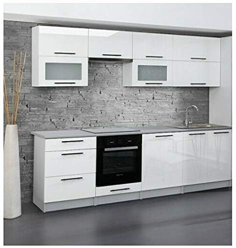 Naka24 NEU hochwertige Küche 260cm Küchenzeile Engel MDF Weiss Hochglanz