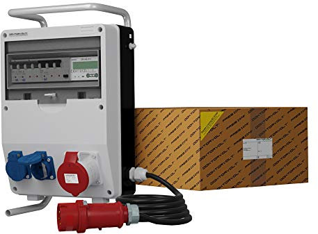 Doktorvolt Stromverteiler Baustromverteiler Verteilerkasten TD-S/FI 32A 2x230V SKHU Kabel Stecker Ständer Stromzähler MID 0496