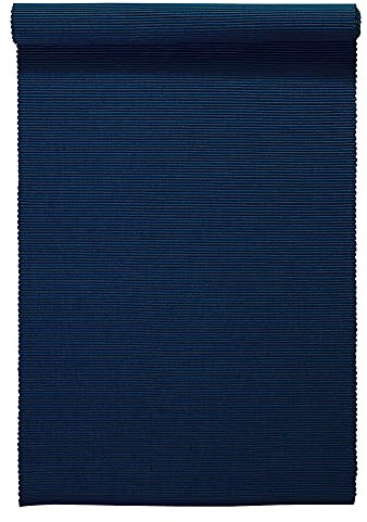 LINUM Uni Dekoratives Tischläufer für Esstisch 45x150 cm, 100% Gerippte Baumwolle, Maschinenwaschbar, Indigoblau