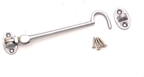 Heavy Duty Satin Chrome Silent Cabin Hook and Eye 3/4/6/8/10/12 (6'' - 150mm)