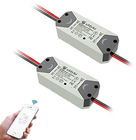 eMylo Interruptor WiFi,Interruptor Inalámbrico Inteligente Wifi Conmutador de Control Remoto del Temporizador,Smart Hogar 1 Vías Wifi Smart Switch Compatible con Alexa Google Home iOS Android 2 Pack