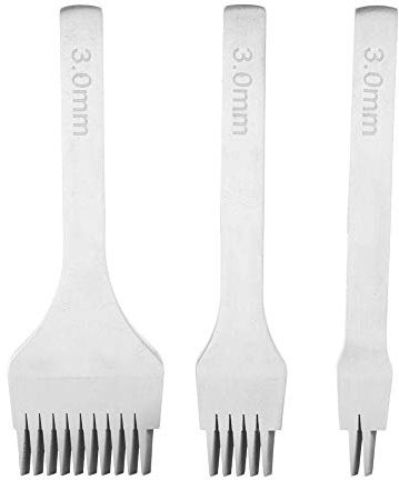 Herramientas de Artesanía de Cuero Tenedores para Coser Cuero Acero 2/5/10 Herramientas de Punzón Perforado Cinceles de Costura de Cordones (3.0mm)