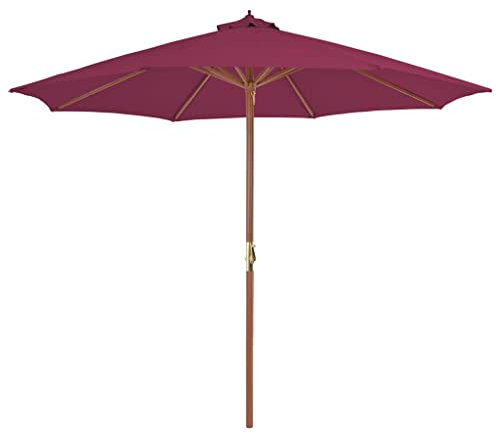 vidaXL Outdoor Sonnenschirm mit Holzstange 300cm bordeaux rot Schirm Sonnenschutz, bordeauxrot, Large