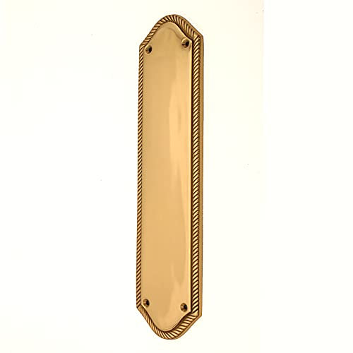Infinity Decor 300 x 75mm Solid Brass Georgian Half Round Shaped with Urn Detailing Finger Push Plate for Door in Heavy Duty with 5mm Plate Thickness in Polished Brass