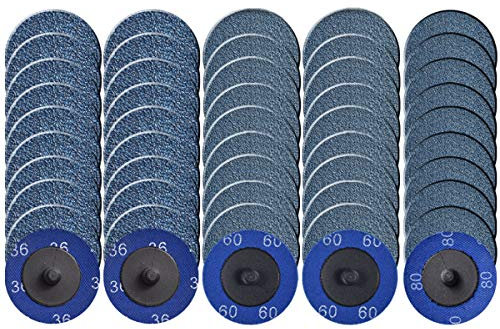 Tshya Schnellwechsel-Schleifscheibe, 50 Stück, 5,1 cm Schleifscheiben für Schneideisen-Zubehör, Zirkoniumbeschichtung, Körnung 36/60/80 für Oberflächenvorbereitung