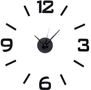 MPM Quality DIY Black Wall Clock - DIY 3D Wanduhr, Modern Design Eva Material Wanduhren, Wandtattoo Dekoration fürs Wohnzimmer Kinderzimmer (Schwarz)