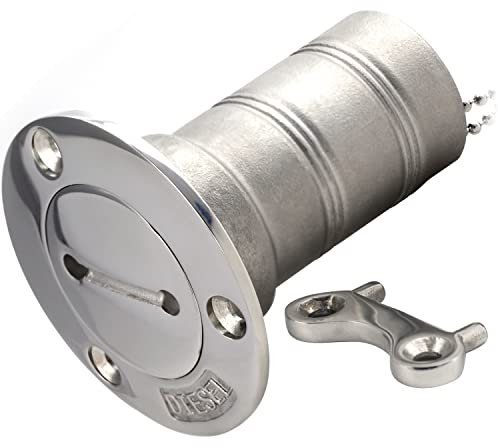 OPIOL QUALITY® Tankstutzen Boot Diesel 50mm Edelstahl A4 V4A (1 Stück) Tankeinfüllstutzen Tankdeckel Einfüllstutzen Dieseltank Jacht Treibstoff Deck Tank