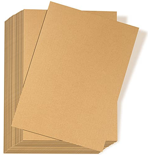 50 Pack Corrugated Cardboard Sheets Flat Hard Cardboard Inserts Back to School Classroom Supplies Flat Squares Separators for Shipping, Mailing, Packing, Art Projects, DIY Crafts(5 x 7 Inch,Brown)