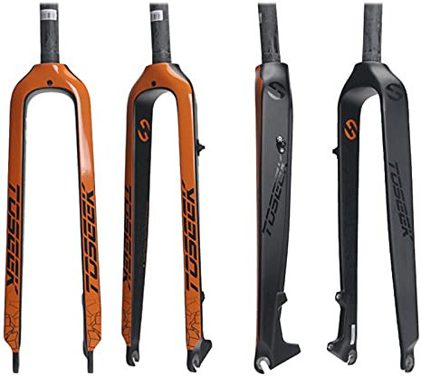 T800 Ultraleggera Full Fibra di Carbonio Forcella Anteriore per Bicicletta 26/27.5/29 MTB Mountain Bike Disc Freno Conico Forcella Anteriore Rigida Sostitutiva ​Forcella Anteriore,Orange,29ER
