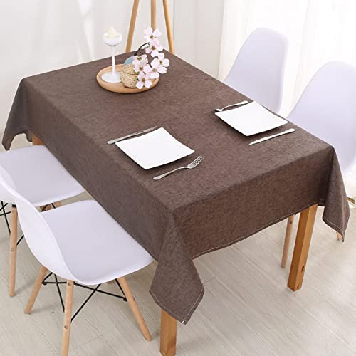 Leinen Tischdecke Küchentisch Multi Color Solid Dekorativ Wasserdicht Öldicht Dicke Rechteckige Tischdecke Teetischdecke,Schokolade,130x300cm
