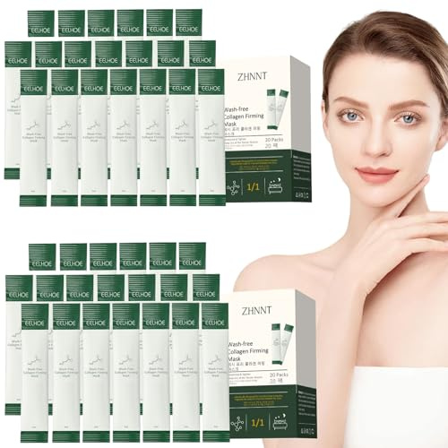 zhnnt 40 Pack Collagen Firming Face Mask,Wash-Free Firming Anti-Ageing Moisturising Face Mask,Smooth & Tight Skin,Facial Masks For Both Men And Women Of All Skin Types