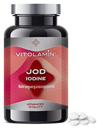 Yodo Suplemento -150 µg/mcg | VITOLAMIN® | 365 Comprimidos - Yoduro de Potasio Suplemento para el sistema nervioso, el metabolismo energético y el cuidado de la piel.