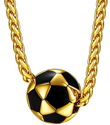 FaithHeart goldener Fußball Anhänger für Herren Männer Halskette mit Fußball Anhänger Charm Sport Anhänger Schmuck für Freunden Ehemann Vater
