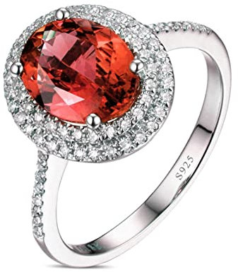 Ehering Frau Eternity Ring Silber 925 Rot Oval Zirkonia Bands zum Muttertag Größe 53 (16.9)