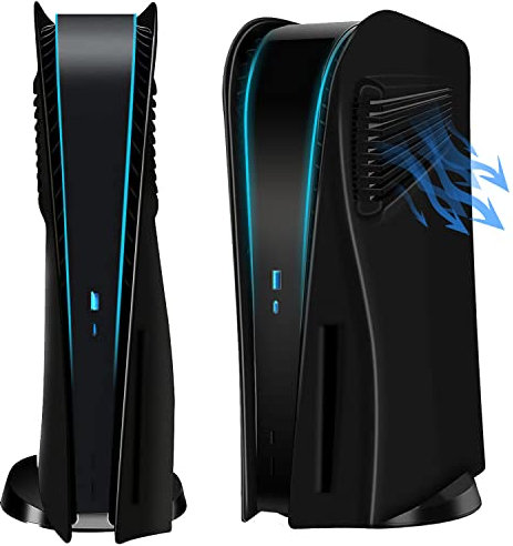 Mattschwarze PS5-Frontplatte mit Kühlungsöffnungen, gebogene Ersatzplatten, Zubehör für Playstation 5 Disc Edition