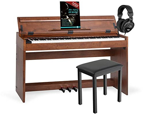 McGrey DP-18 WN E-Piano - 88 gewichtete Tasten mit Hammermechanik und Anschlagdynamik - 128 Klänge - Dual- und Split-Funktion - Tastaturabdeckung - 3 Pedale - Nussbaum matt