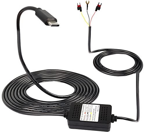 MEIRIYFA dashcam ACC Hardwired Kit, USB Type C Hardwired dashcam Kit câble abaisseur, 12V - 24V à DC 5V 3A Chargeur de Voiture câble d'alimentation pour caméra de Voiture GPS - 3,5 m