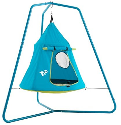 TP Toys Ufo Den & Metal Frame Mesh Den With Door And Lookout Mesh Window. Simple Tripod Frame, Small Footprint, Outdoor Garden Play For Kids Age 2+