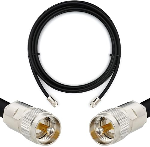PL259 CB Radio Extension Cable 50m 164ft Waterproof Jumper VHF UHF Male to Male Coax Low Loss 8D-FB Ø11.1mm RF Black Coaxial Aerial Cable for Two Way Marine Amateur HAM Radio WIFI
