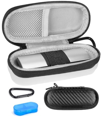 Glamgen Etui für kardiamobile EKG Herzmonitor, harte Reisetasche für KardiaMobile 6L, Tasche für Kardia EKG Monitor, Pillendose und Karabiner-Clip inklusive, Herzmonitor Reisetasche, Schwarz , Travel