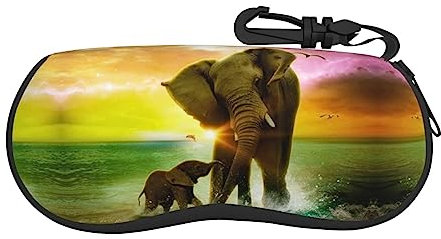 TEMKIN Gymnastik-Spiel, weich bedrucktes Brillenetui, Neopren, leicht, tragbar, mit Reißverschluss, Afrikanischer Elefant, One size